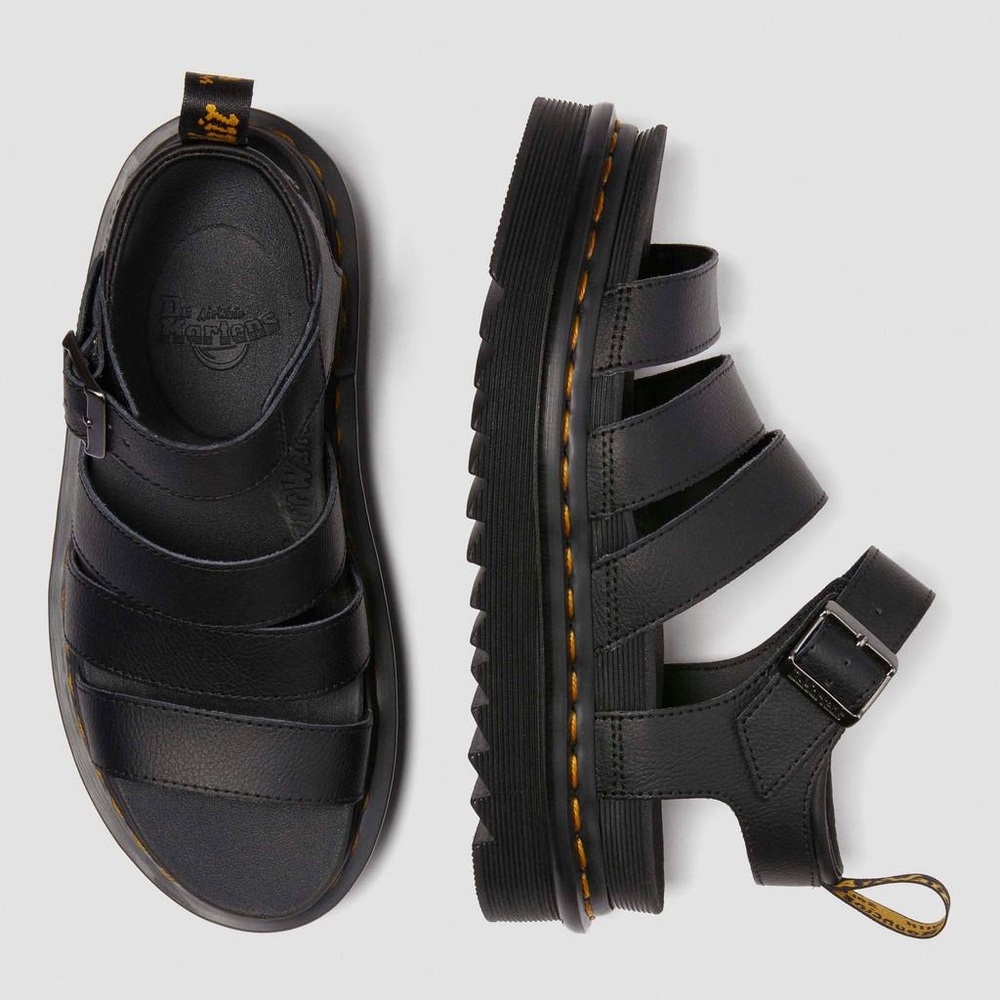 Dr. Martens Black Leather Strappy Fisherman Sandals Blaire Athena